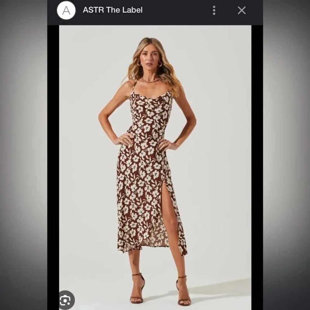 Brown cowl neck slip dress